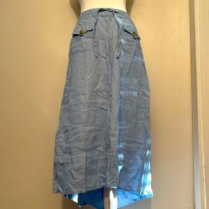 Cherokee hundred percent linen baby blue long skirt size 8, 24-130